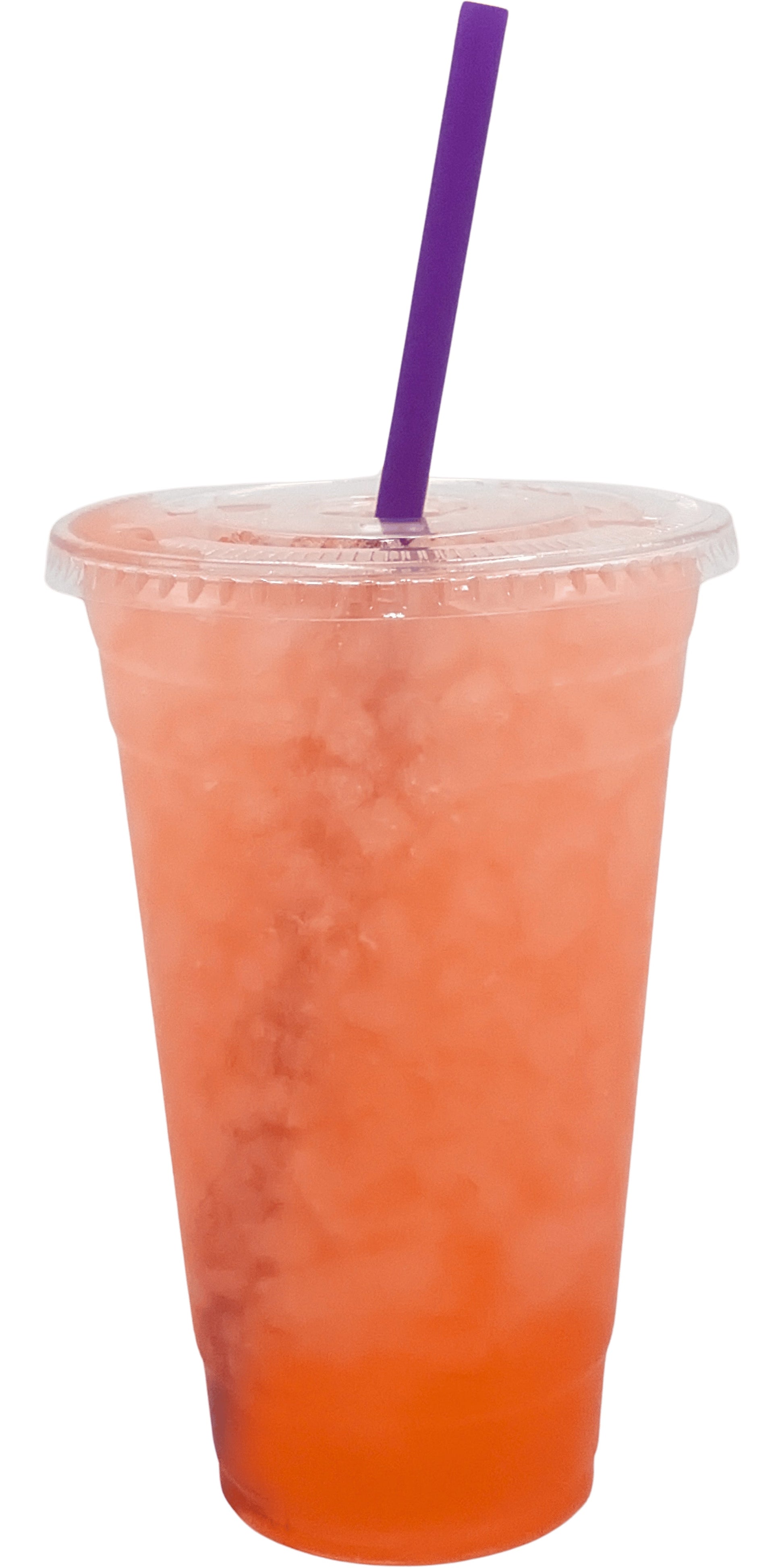 Cucumber Refresher Flavored Loaded Tea in a Cup. Pale red Color.