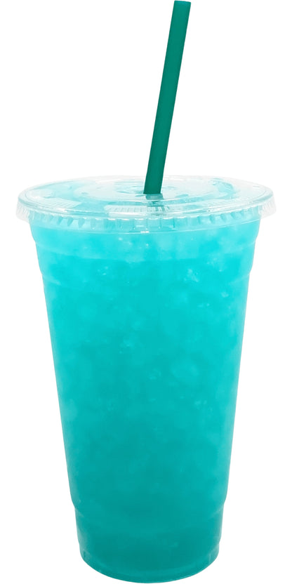 Electric Lemonade Flavored Loaded Tea in a Cup. Bright blue Color.