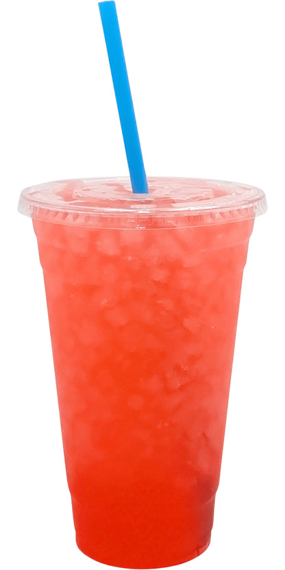 Gummie Bear Flavored Loaded Tea in a Cup. Reddish pink Color.