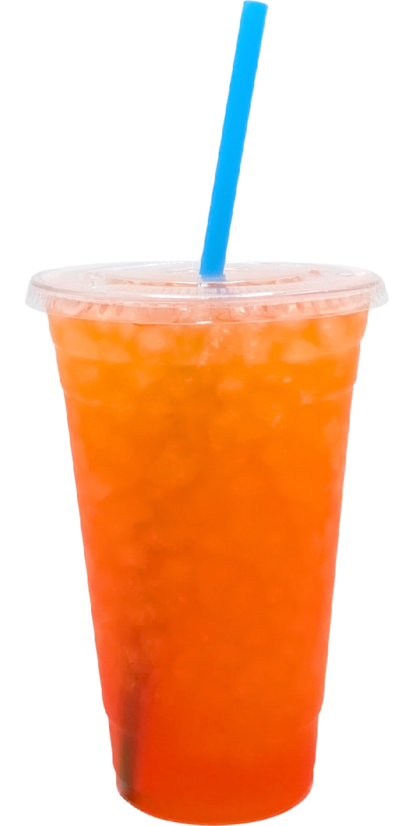 Lollipop Flavored Loaded Tea in a Cup. Orange Color.
