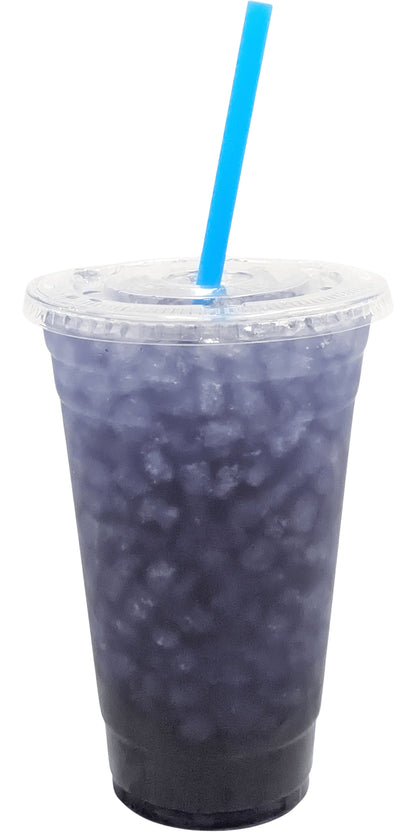 Malefiftycent Flavored Loaded Tea in a Cup. Blue purple Color.