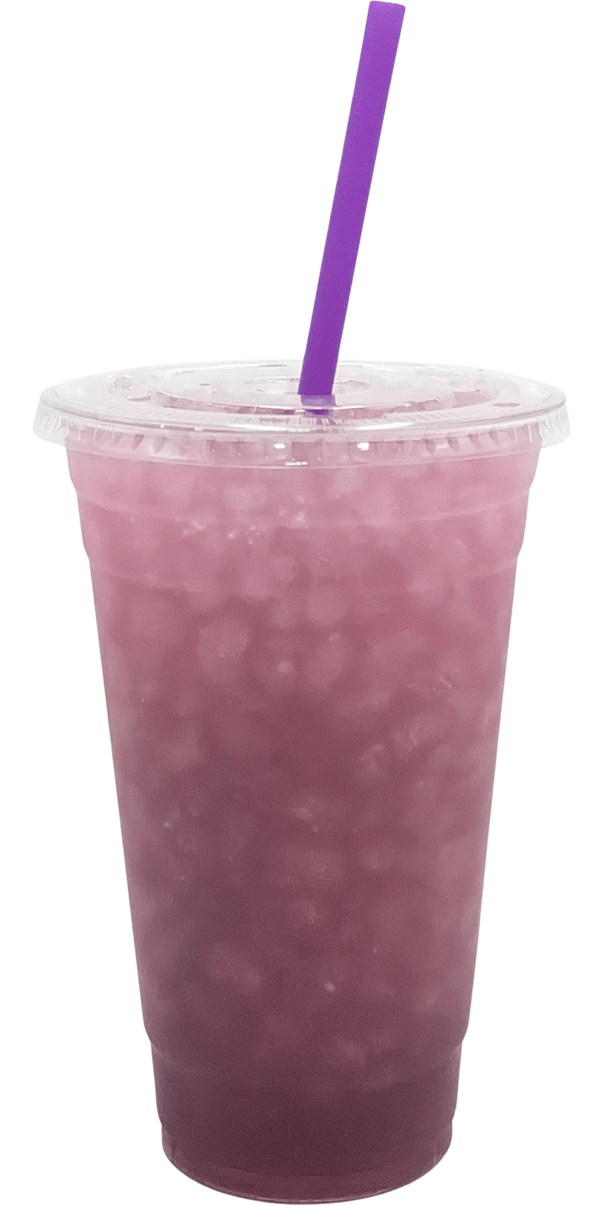 Miami Vice Flavored Loaded Tea in a Cup. Purple Color.