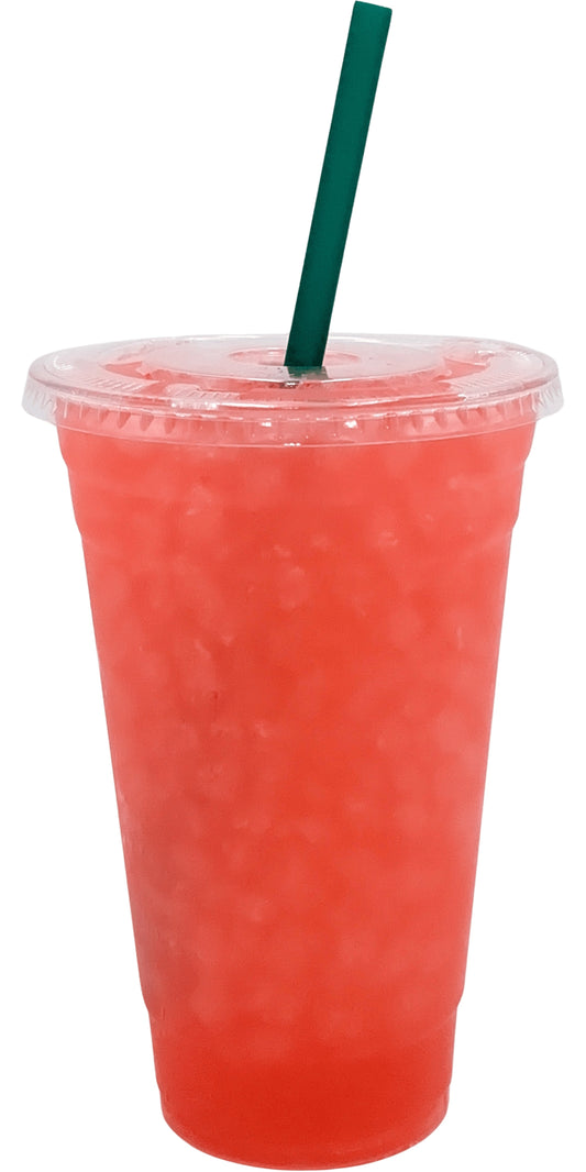 Pink Power Flavored Loaded Tea in a Cup. Pink Color.