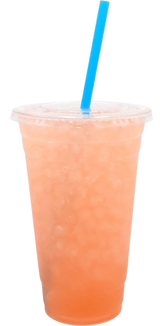 Red High Heel Flavored Loaded Tea in a Cup. Reddish pink Color.