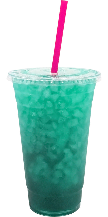 Wave Runner Flavored Loaded Tea in a Cup. Green blue Color.